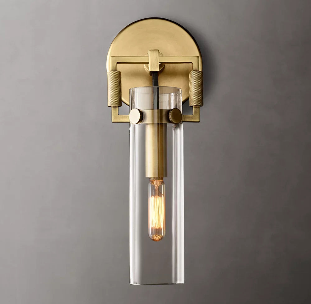 Machinist Glass Cylinder Wall Light 9", Bathroom Wall Sconce, detail 4