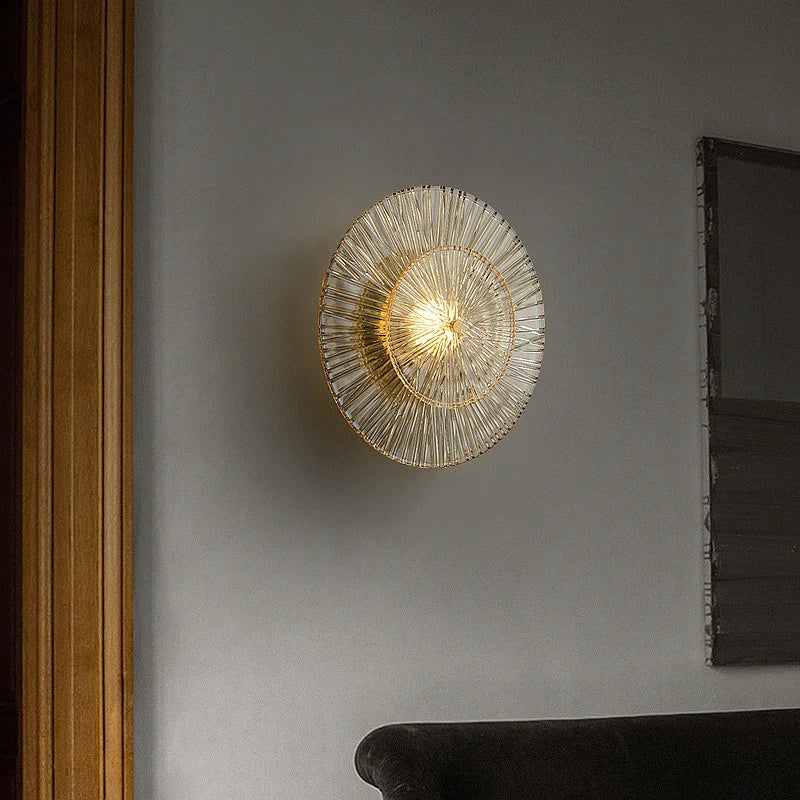 Contemporary Glass Wall Light - Diameter 13.7 inches Glass, Bathroom Wall Sconce, detail 5