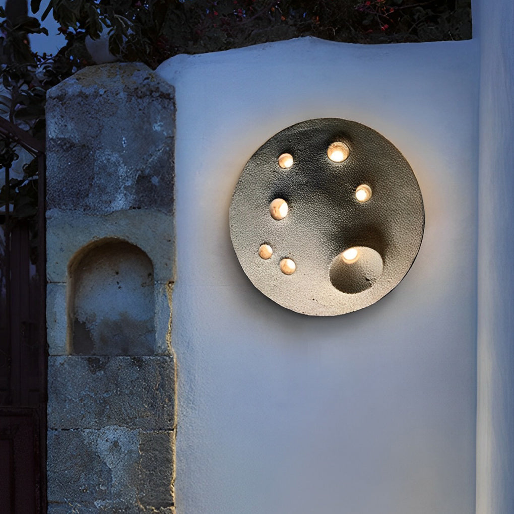 Circular Creative Cement Lunar Crater Waterproof LED Exterior Wall Light, Outdoor Wall Light, detail 2