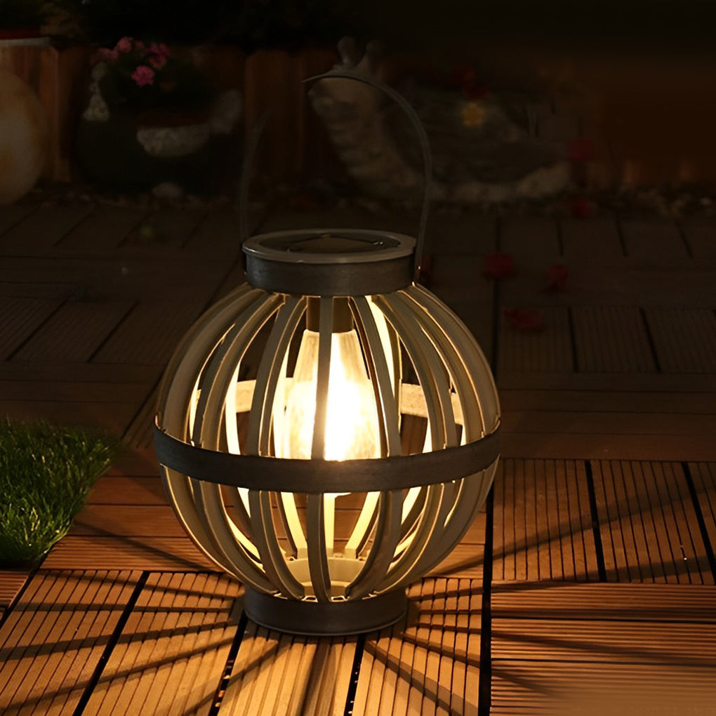 Portable PP Rattan Craft Waterproof LED Contemporary Solar Exterior Lanterns, Outdoor Wall Light, detail 2