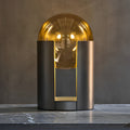Dia 9.8 inch Amber Glass Ball Shade and Black Softwing Lamp, Bedside Table Lamp