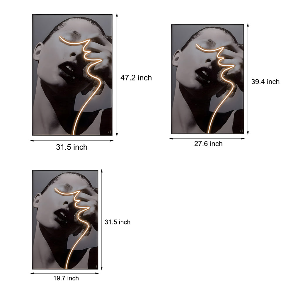 LED Crystal Porcelain Lady Profile Wall Painting, Bedroom Wall Sconce, detail 4