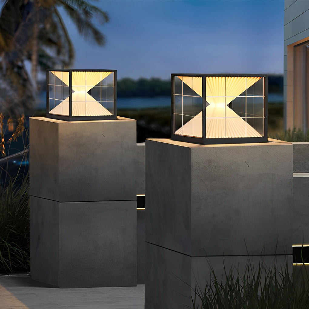 Square Creative Hourglass Shape LED Waterproof Solar Fence Post Lights, Outdoor Wall Light, detail 2