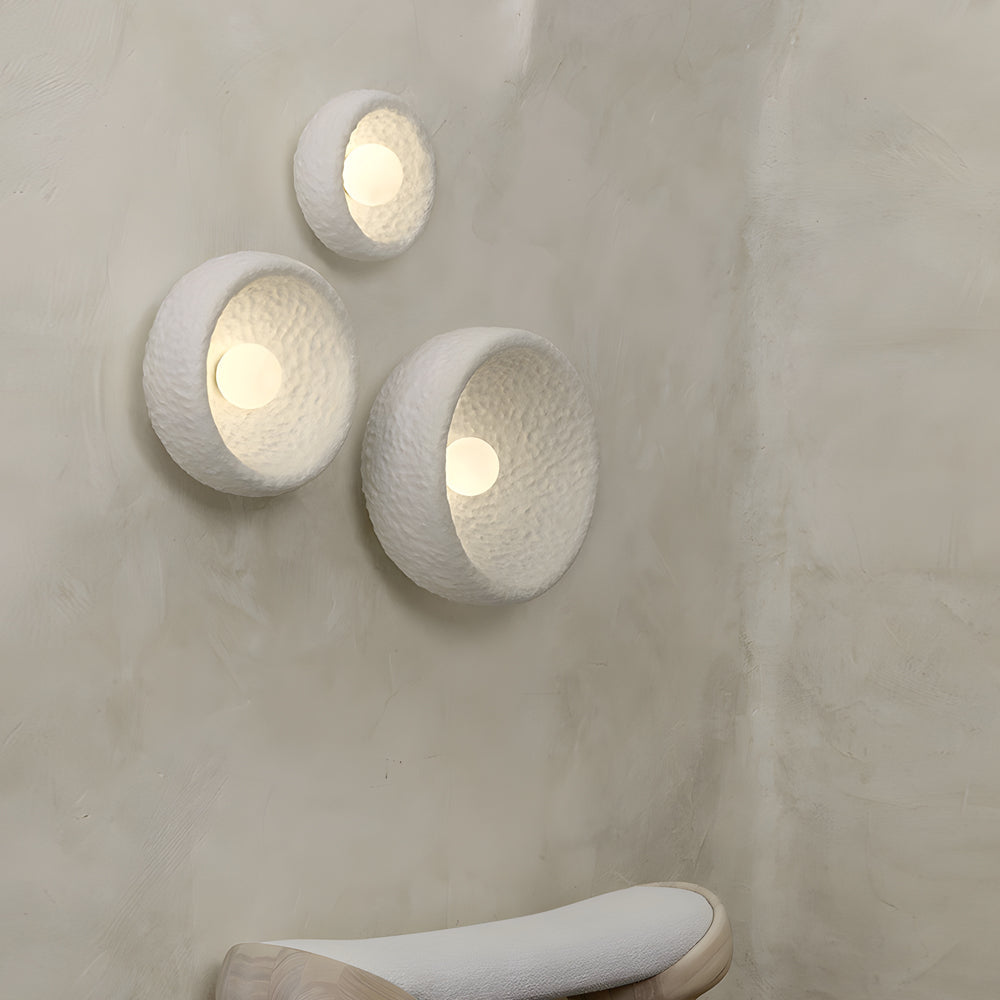 Japanese White Circular 1-Light Wall Light, 3 Sizes, Hardwired Wall Sconce, detail 4