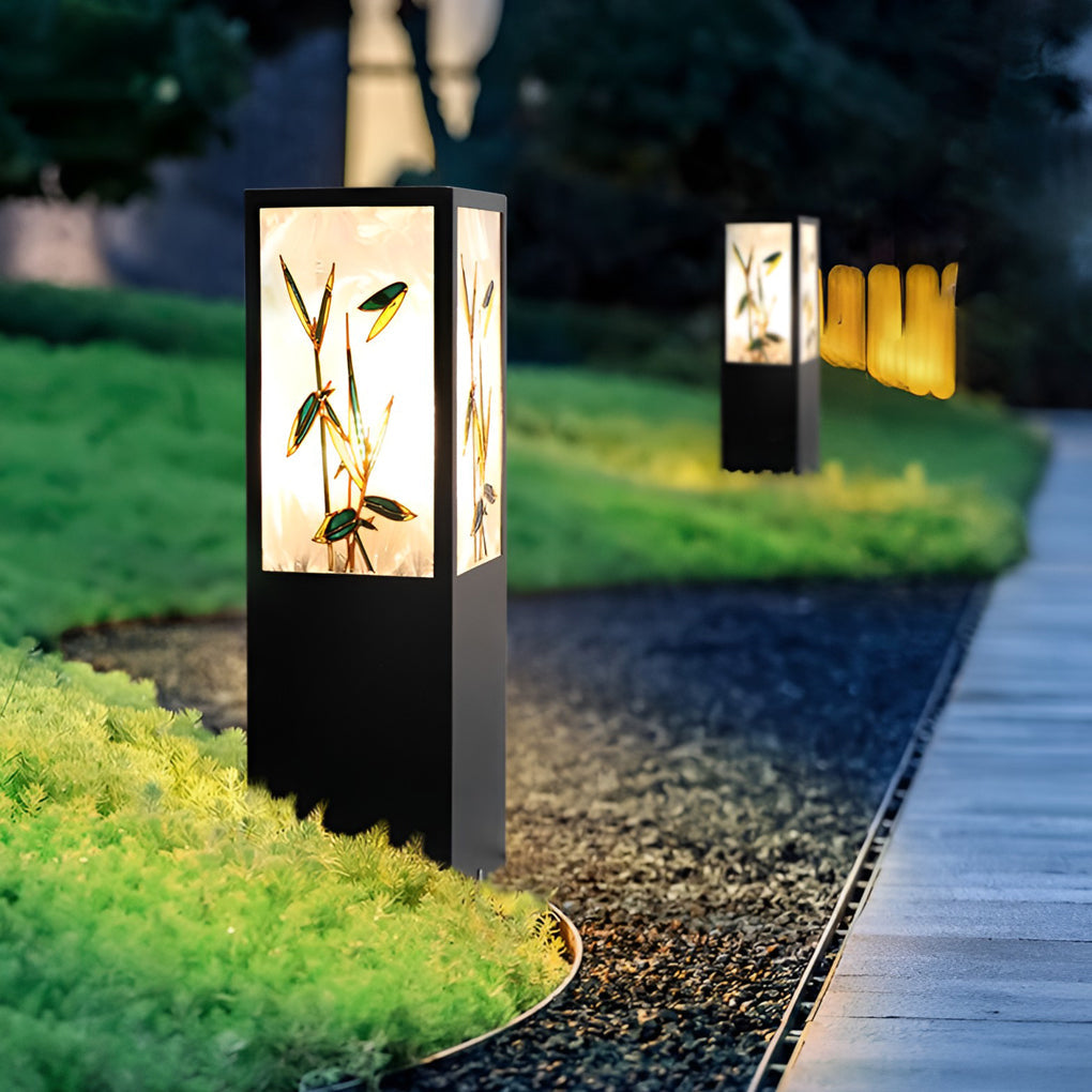 Square Landscape Pattern LED Vintage Solar Exterior Path Lights Post Lights, Outdoor Wall Light, detail 6