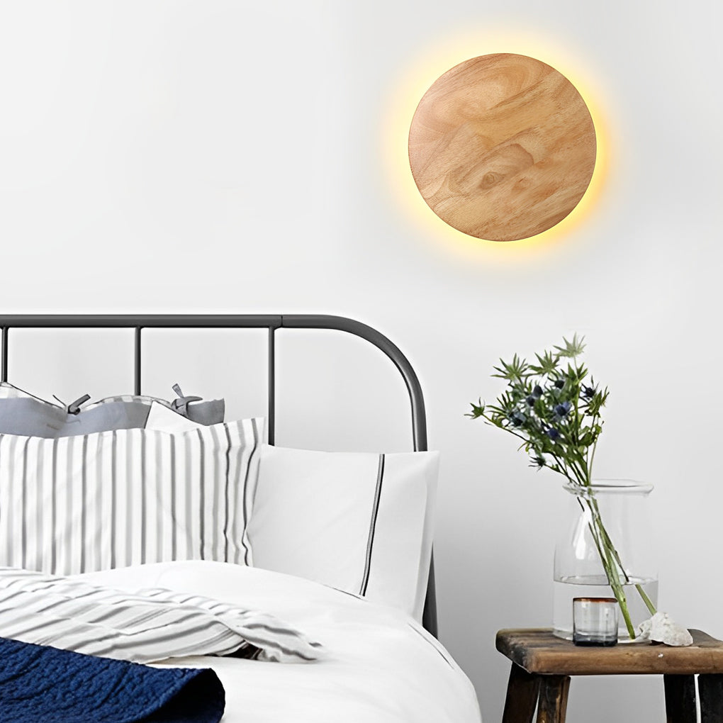 Circular Oval Creative LED Wood Nordic Bedside Wall Light, Bathroom Wall Sconce, detail 3