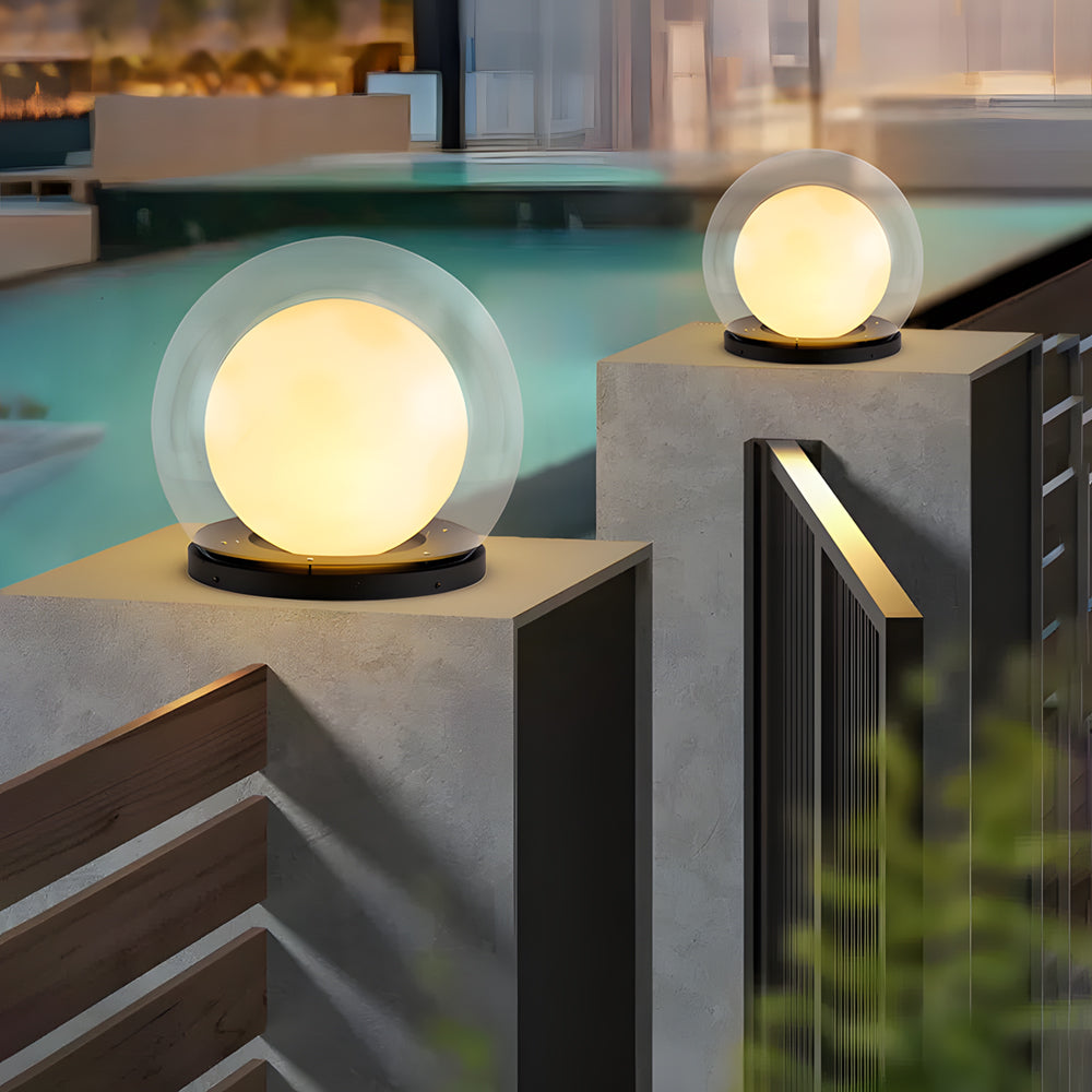 Solar Bubble Lunar Post Light Waterproof Globe Exterior Lantern Gate Light Exterior Lamp Landscape Light, Outdoor Wall Light, detail 2