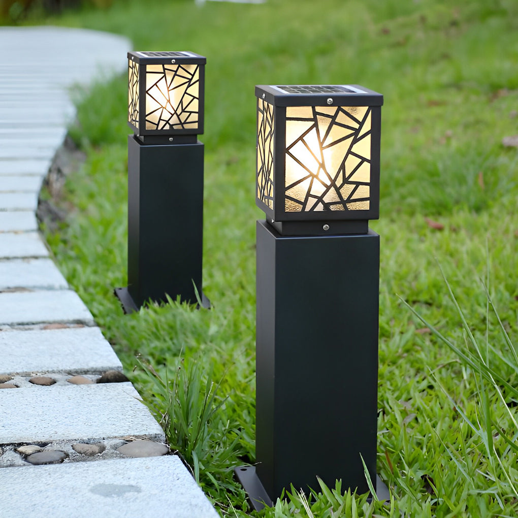 Retro LED Waterproof Black Contemporary Solar Path Lights Exterior Lawn Light, Outdoor Wall Light, detail 4