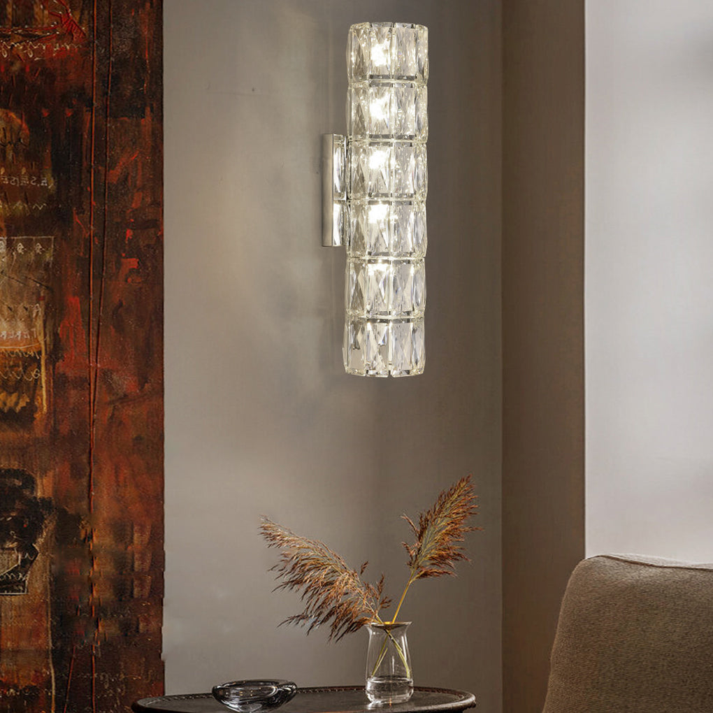 Cylindrical Crystal Three Step Dimming Light LED Contemporary Wall Fixtures Lighting, Bedroom Wall Sconce, detail 2