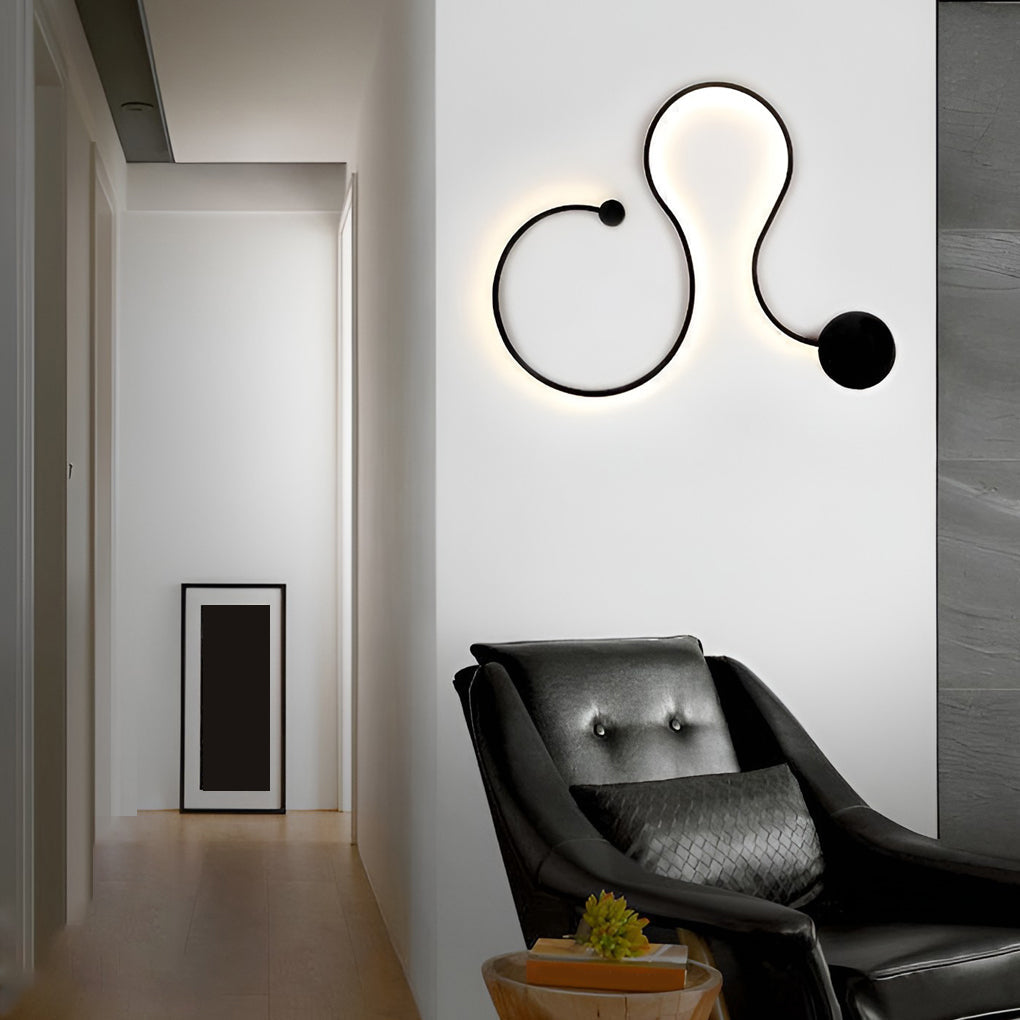 Creative Long Curved Linear LED Contemporary Wall Light, Bedroom Wall Sconce, detail 4