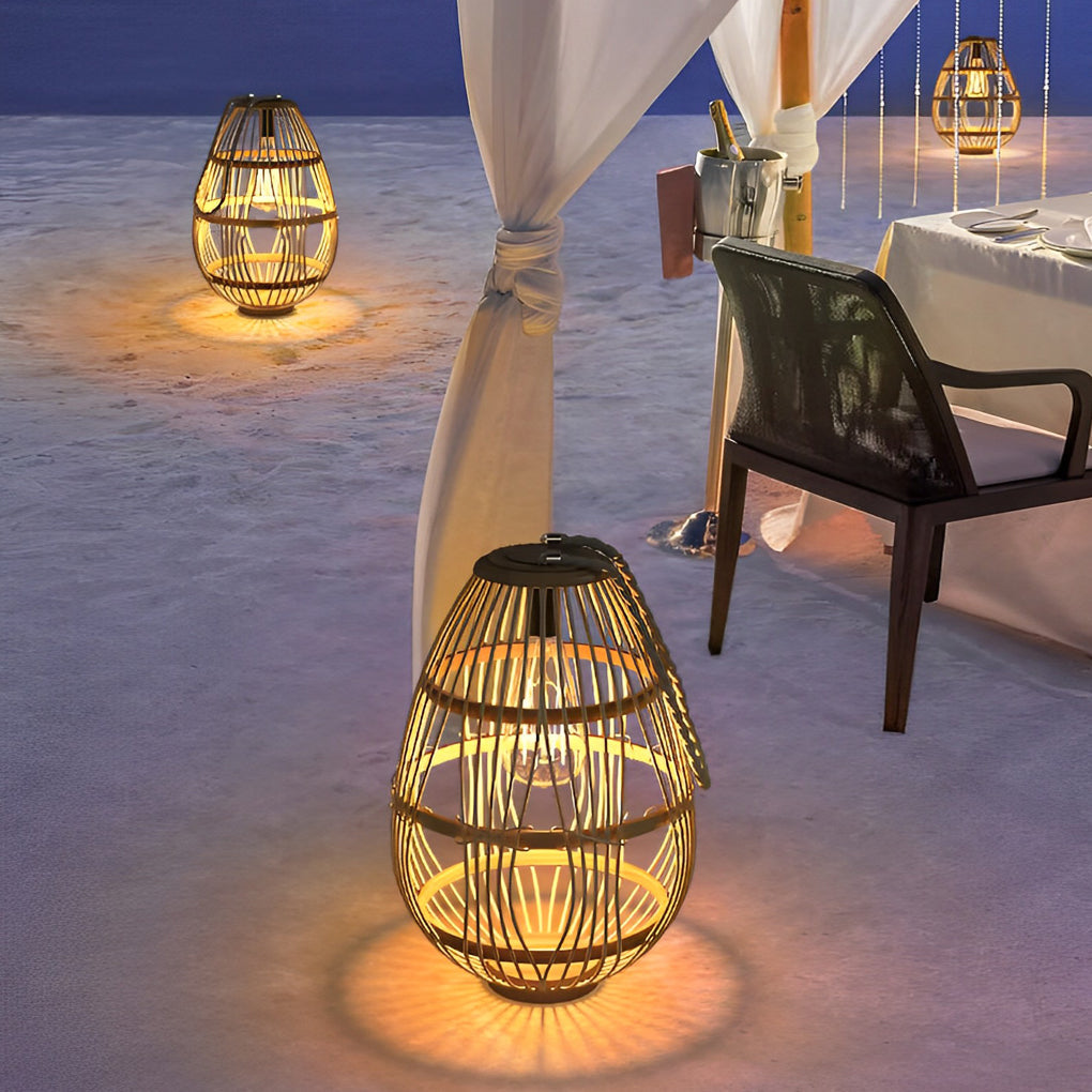 Portable Rattan Wood LED Waterproof Contemporary Solar Garden Lights Lawn Lamp, Outdoor Wall Light, detail 3