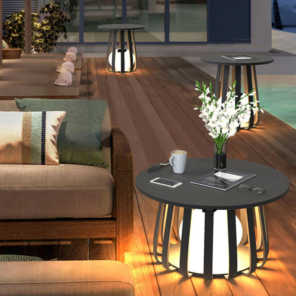 Circular Waterproof RGB Iron Small Coffee Table Solar Light Exterior Lanterns, Outdoor Wall Light, detail 3