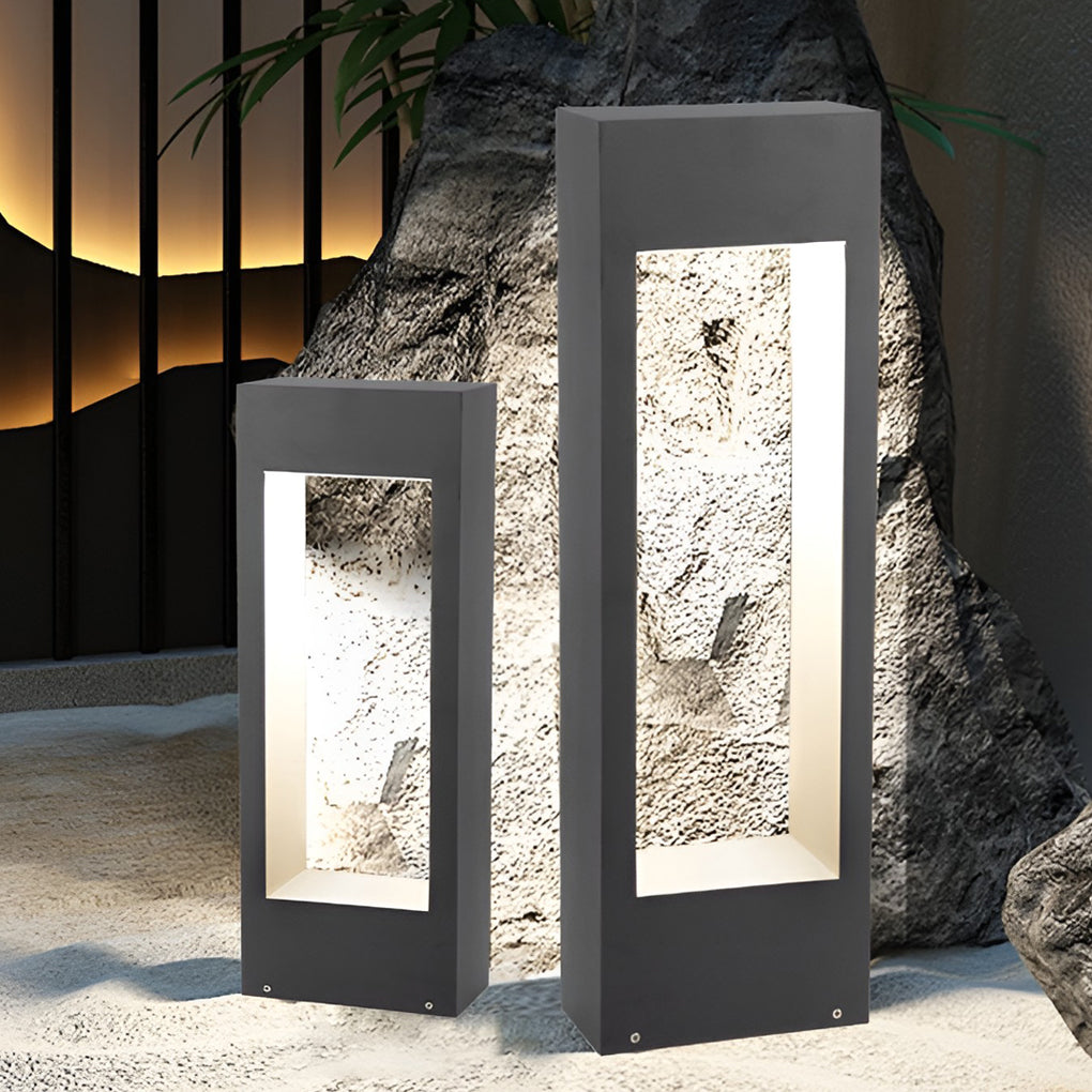 Hollow Square Waterproof LED Black Contemporary Exterior Lawn Light Post Lights, Outdoor Wall Light, detail 3