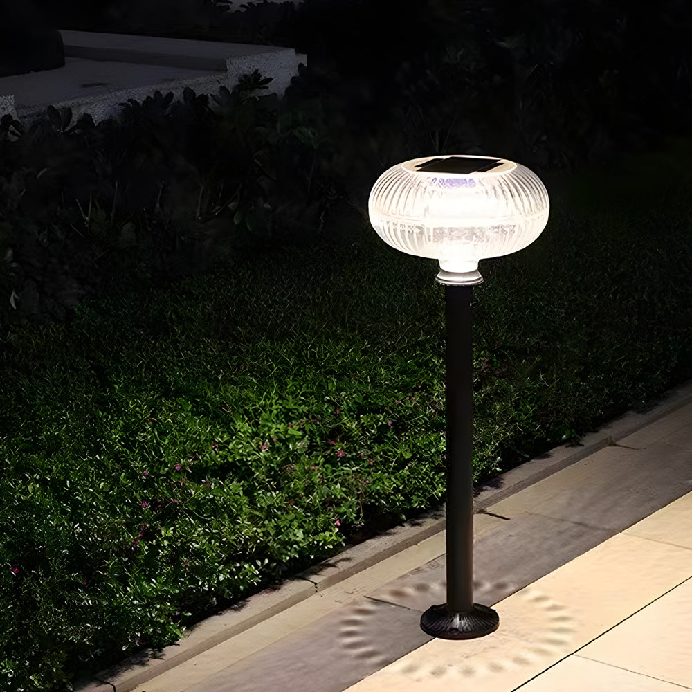 Contemporary Solar Lawn Light Metal Cylinder Oval Shade LED Exterior Bollard Light, Outdoor Wall Light, detail 3