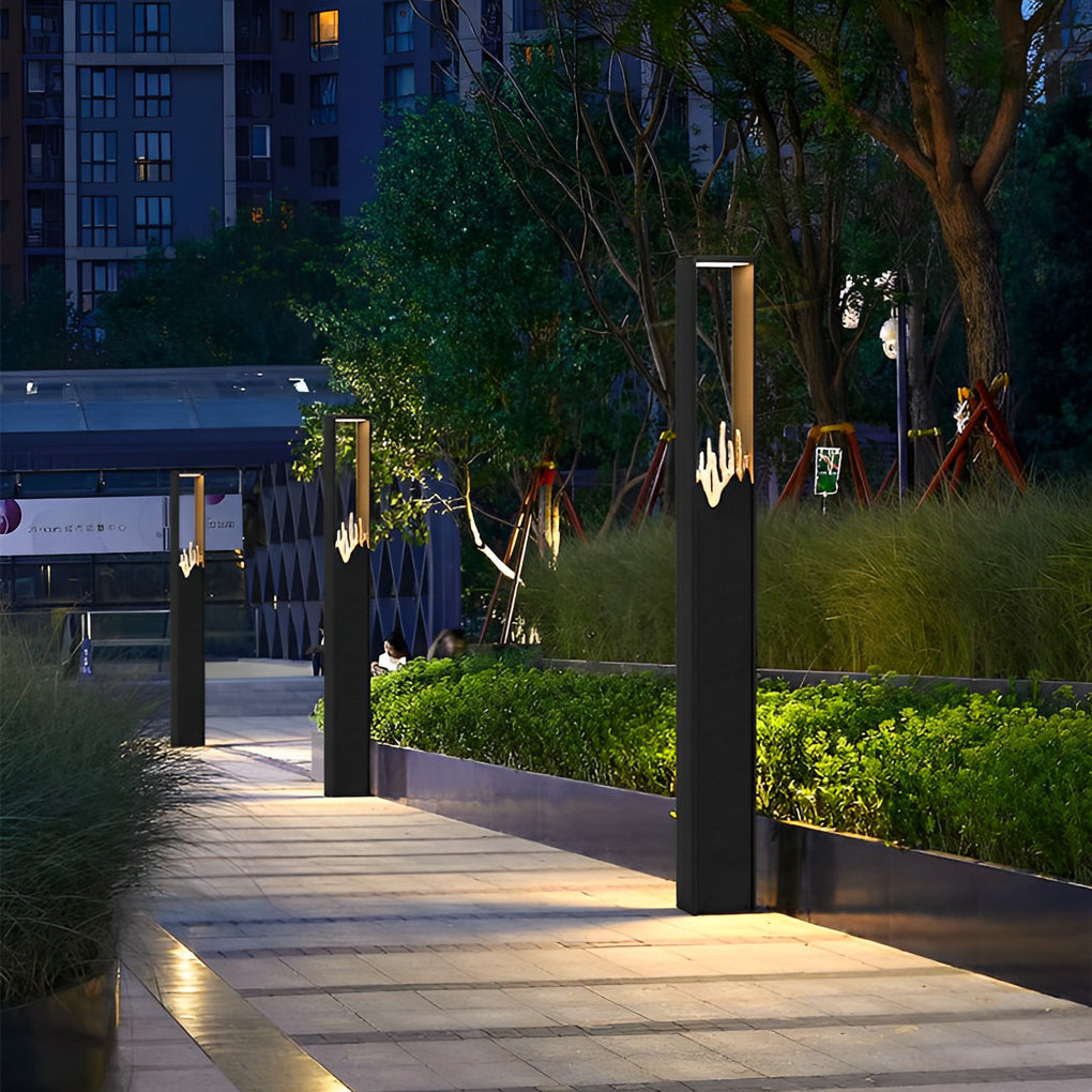 Box Glass Mountain Scenery Black Contemporary Exterior Pathway Lights, Outdoor Wall Light, detail 3