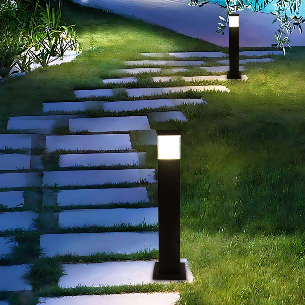 Square Waterproof LED Black Clean-Lined Contemporary Exterior Light Lawn Lamp, Outdoor Wall Light, detail 5