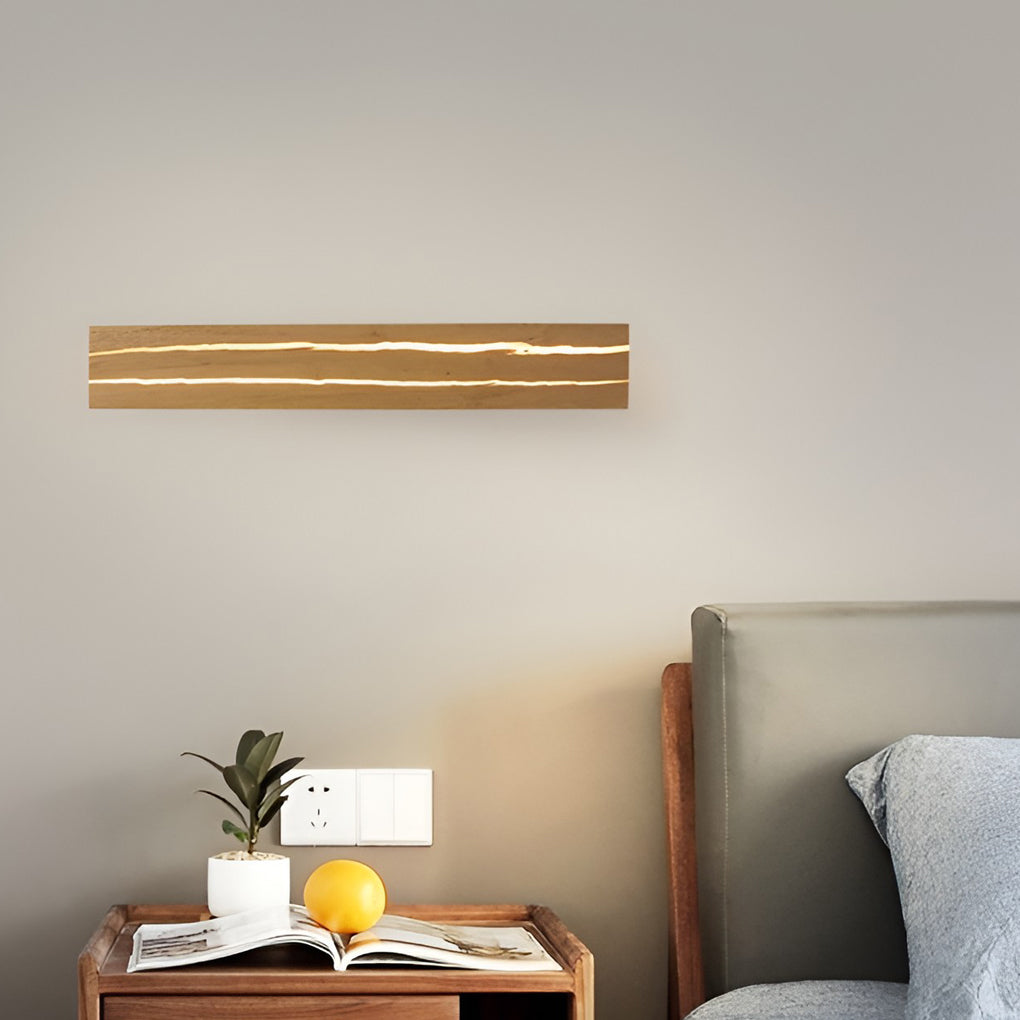 Adjustable Box Wood Three Step Dimming LED Contemporary Wall Light, Bedroom Wall Sconce, detail 3