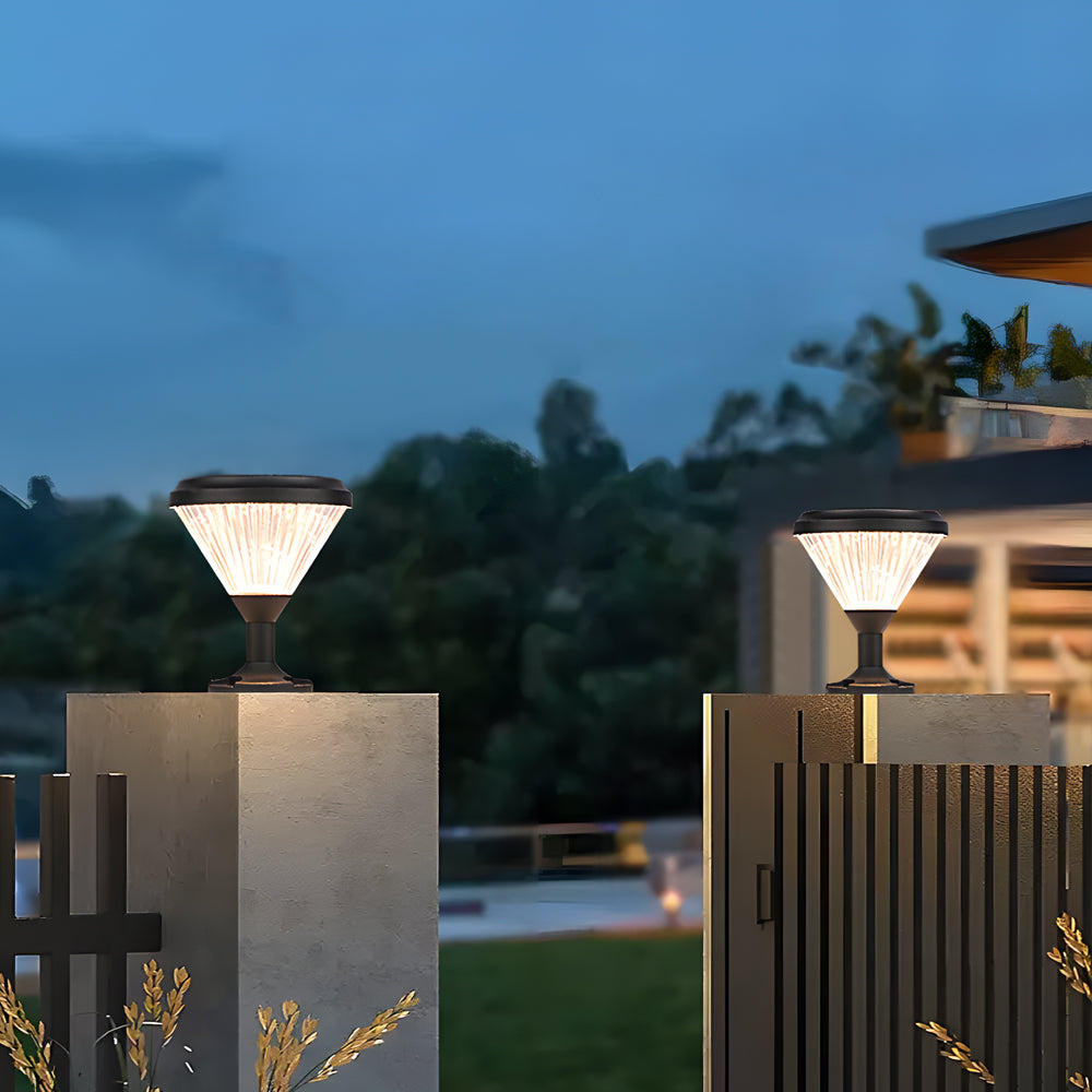 Modern 9-In H Waterproof Black Post Solar LED Pier Mount Light, Outdoor Wall Light, detail 3