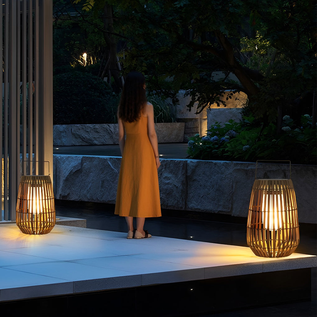 Rattan Portable Lantern Shaped LED Waterproof Solar Exterior Lights - Outdoor Light, Outdoor Wall Light, detail 4