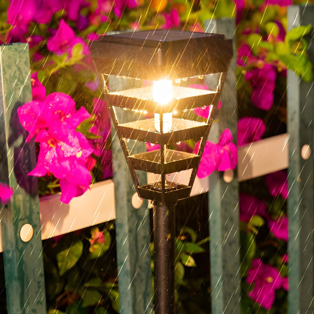 Waterproof LED Intelligent Light Control Black Contemporary Solar Lawn Lamp, Outdoor Wall Light, detail 3