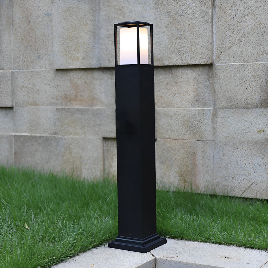 31.49 In. H Aluminum Black Bollard Lights Square Exterior Path Lights, Outdoor Wall Light, detail 4