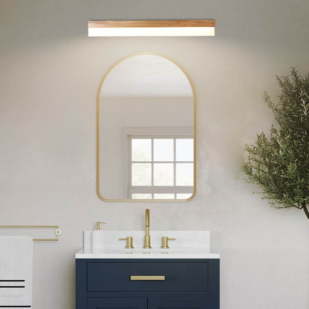 Natural Wooden LED Bathroom Vanity Fixture with Plastic Shade Mirror Lighting Fixture, Bathroom Vanity Light, detail 5