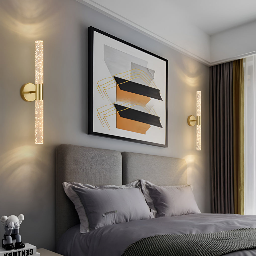 Clean-Lined Strip LED Nordic Wall Light, Bedroom Wall Sconce, Iron, Dia 3.9in