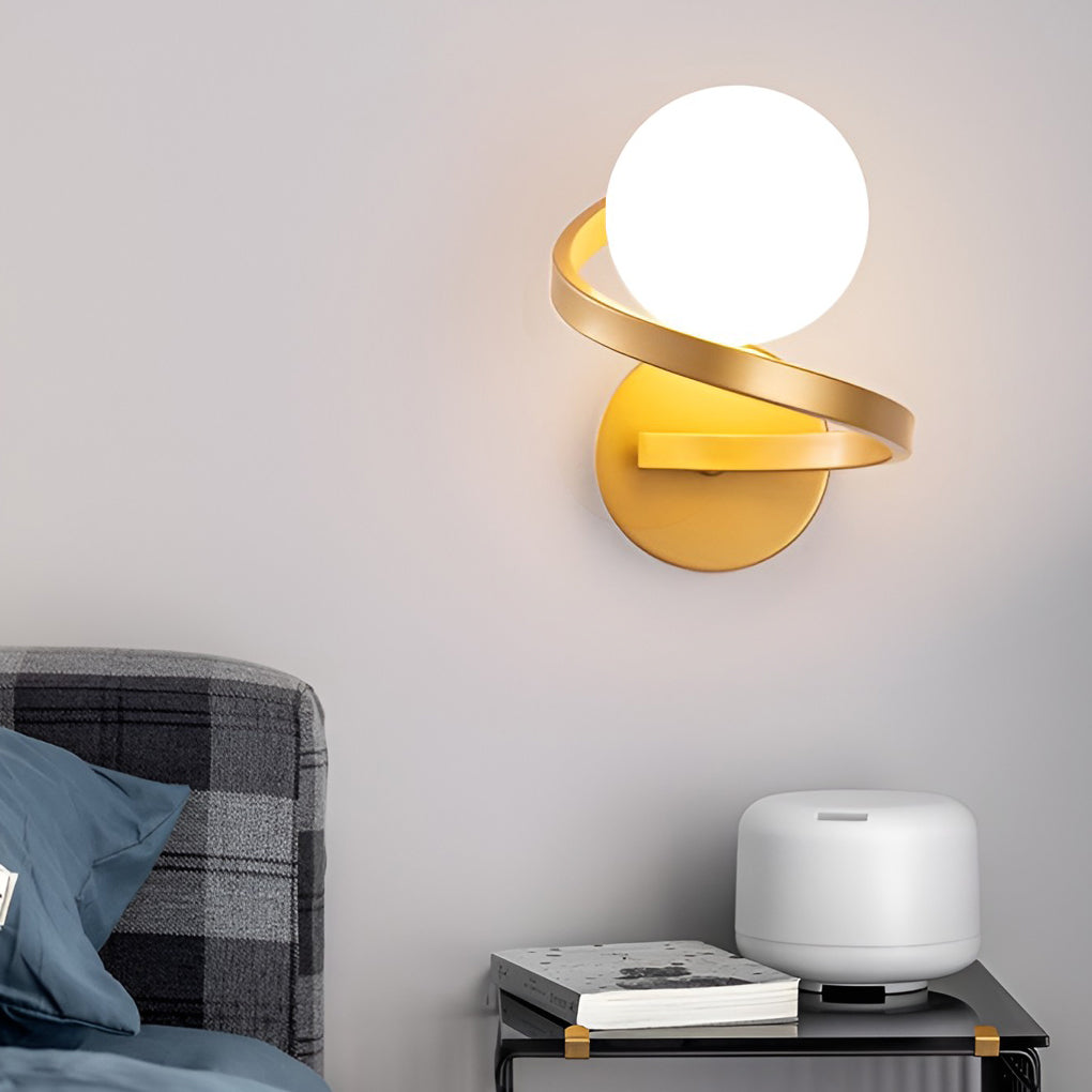 Electroplated Creative Curved Metal LED Contemporary Wall Light, Bedroom Wall Sconce, detail 5