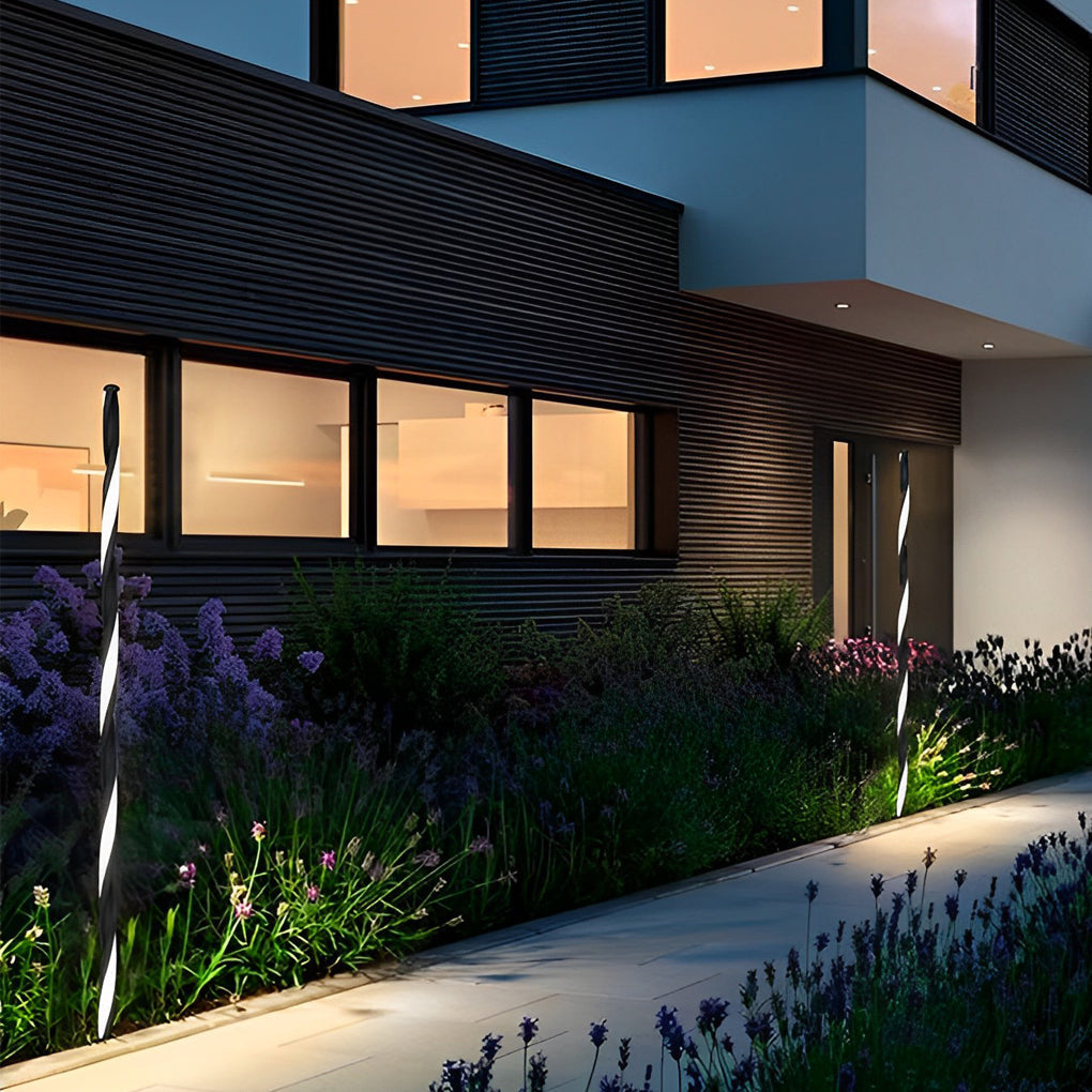 Unique Clean-Lined LED Waterproof Black Solar Powered Lawn Lights Path Lamp, Outdoor Wall Light, detail 3