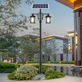 Vintage Waterproof 3 Step Dimming LED Solar Exterior Pole Lights with Remote, Outdoor Wall Light, Die-cast Aluminum, W 31in x H 102in