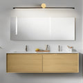 Contemporary Two-Tone Bathroom Vanity Fixture with Cylinder Fixture and Linear Bar, Bathroom Vanity Light, Copper, 15.7"