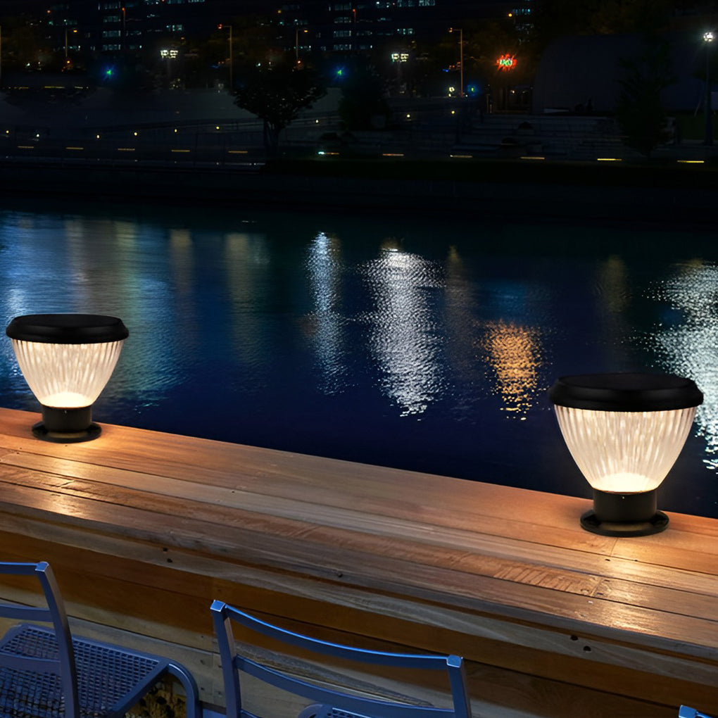 Circular LED Fast Charging Black Contemporary Solar Post Caps Lights Pillar Light, Outdoor Wall Light, detail 6