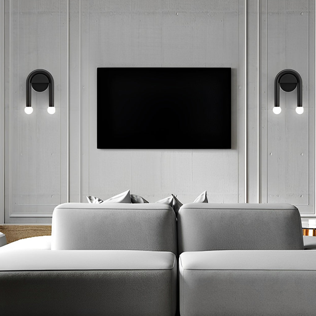 Creative 2 Lights Black Nordic Wall Light Decorative Wall Fixtures Lighting, Bedroom Wall Sconce, Iron, W 6in x H 9in