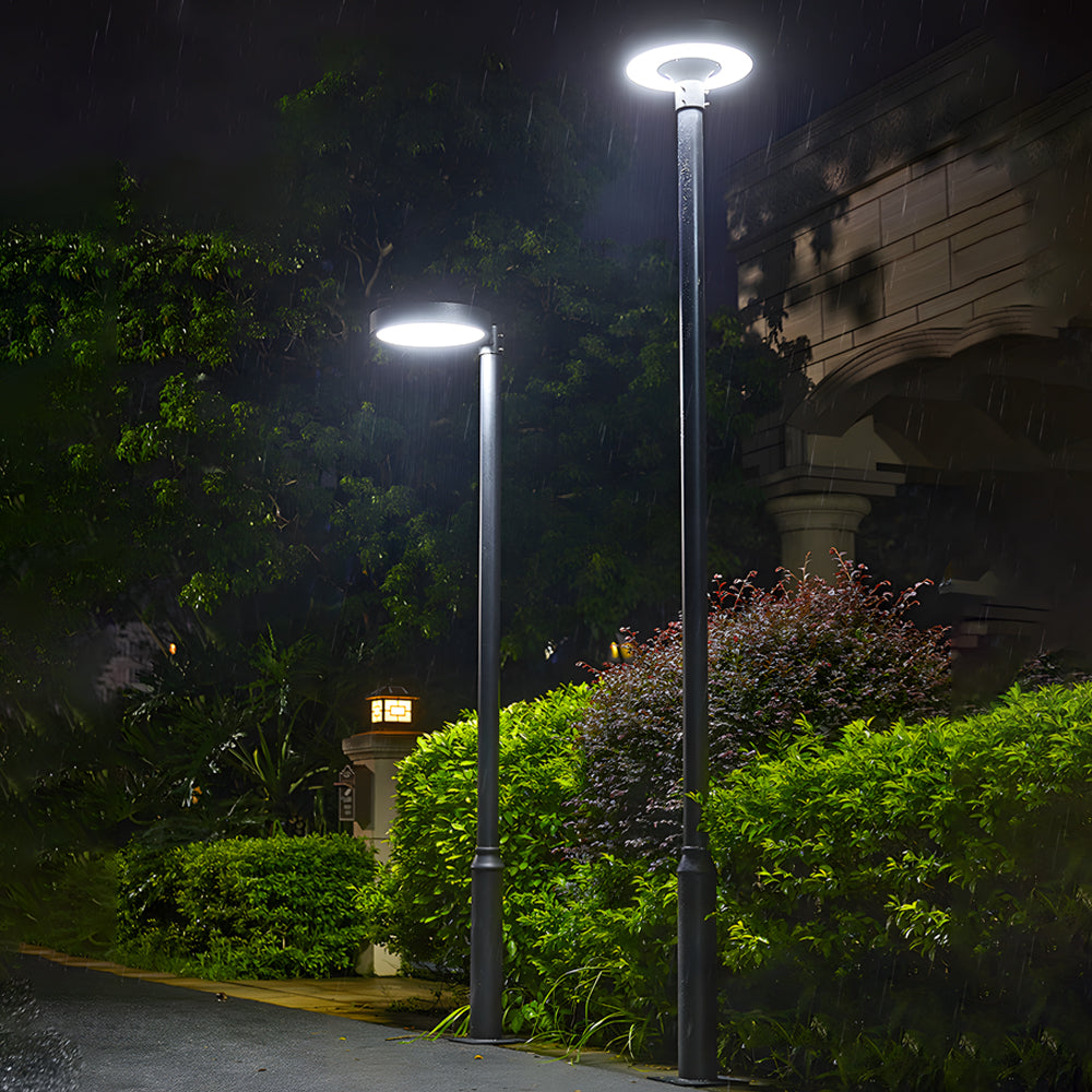 Circular Waterproof Smart Remote Control LED Solar Lamp Post Top Lights, Outdoor Wall Light, detail 5