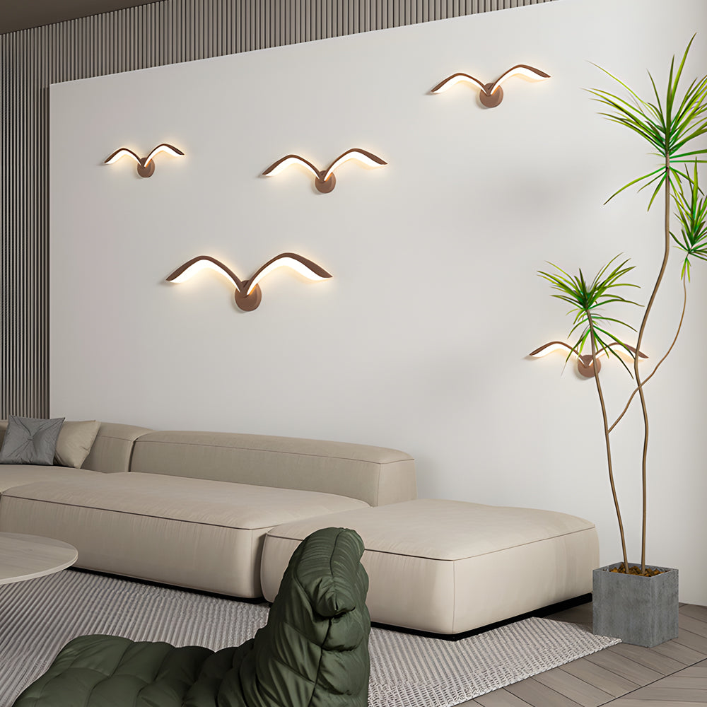 Contemporary Seagull LED Wall Light - Nordic Acrylic Wing Design, Hardwired Wall Sconce, detail 4