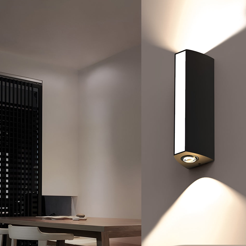 Box Led Up and Down Lights Waterproof Black Contemporary Wall Light, Bedroom Wall Sconce, Aluminum, 6"