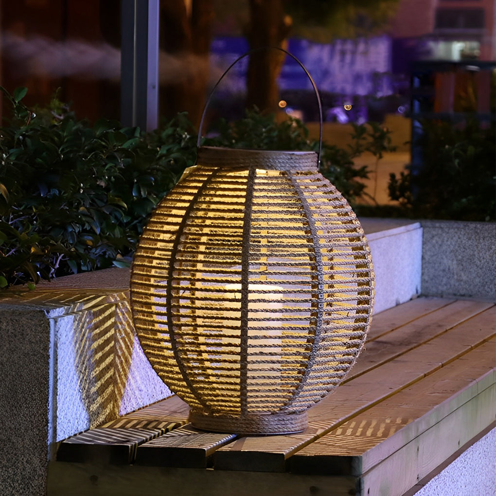 Waterproof LED Rattan Portable Contemporary Exterior Solar Lanterns Garden Lamp, Outdoor Wall Light, detail 4