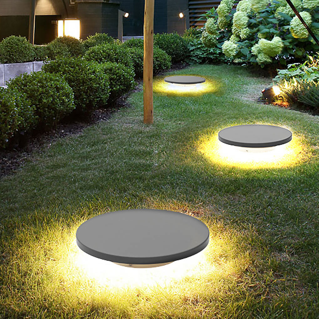 Exterior Flat Grass Solar Light LED Landscape Ground Lights for Villa Garden, Outdoor Wall Light, Dia 11.8in x H 2.3in