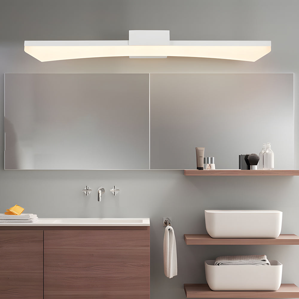 Ultra-Sleek Curved Linear LED Vanity Fixture for Contemporary Bathrooms, Bathroom Vanity Light, Acrylic, 15.7"