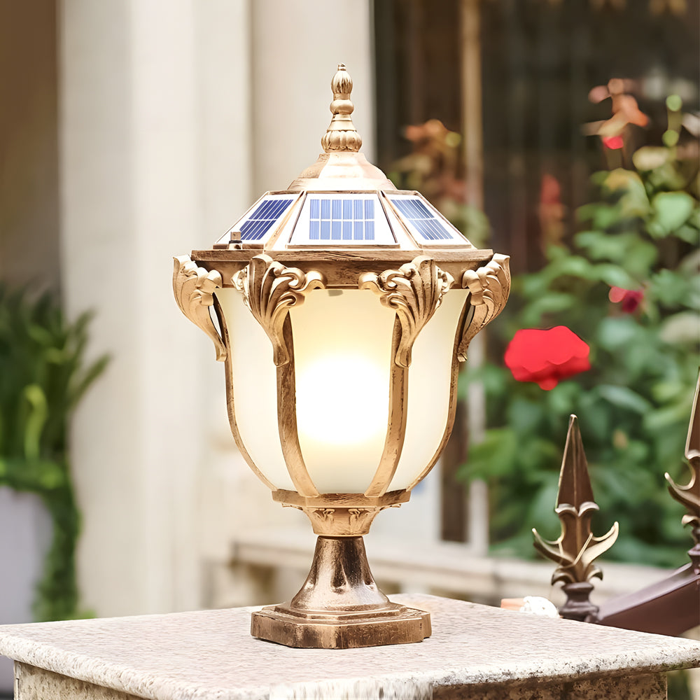 14.6-/17.7-inch H Black/Bronze Solar LED Exterior Pier-Mount Post Light, Outdoor Wall Light, 7.9"