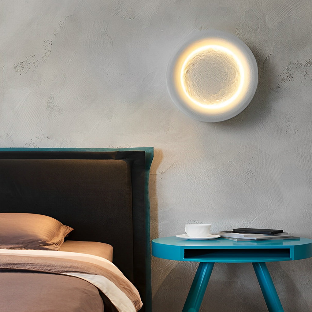 Creative Resin Circular Moon LED Nordic Wall Light, Bedroom Wall Sconce, detail 4