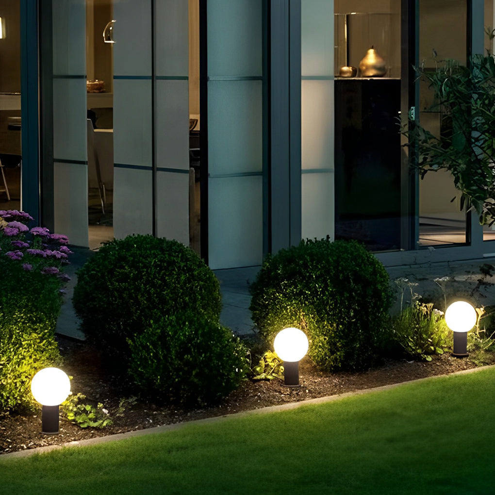 Circular Ball Waterproof LED Metal Black Contemporary Exterior Pathway Lights, Outdoor Wall Light, detail 3