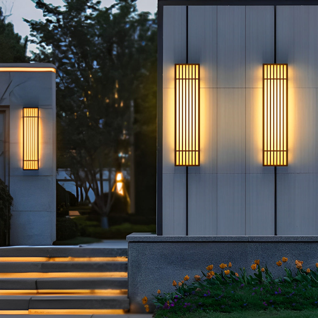 Retro Vertical Stripe Grid LED Waterproof Brown Exterior Wall Light, Outdoor Wall Light, detail 4