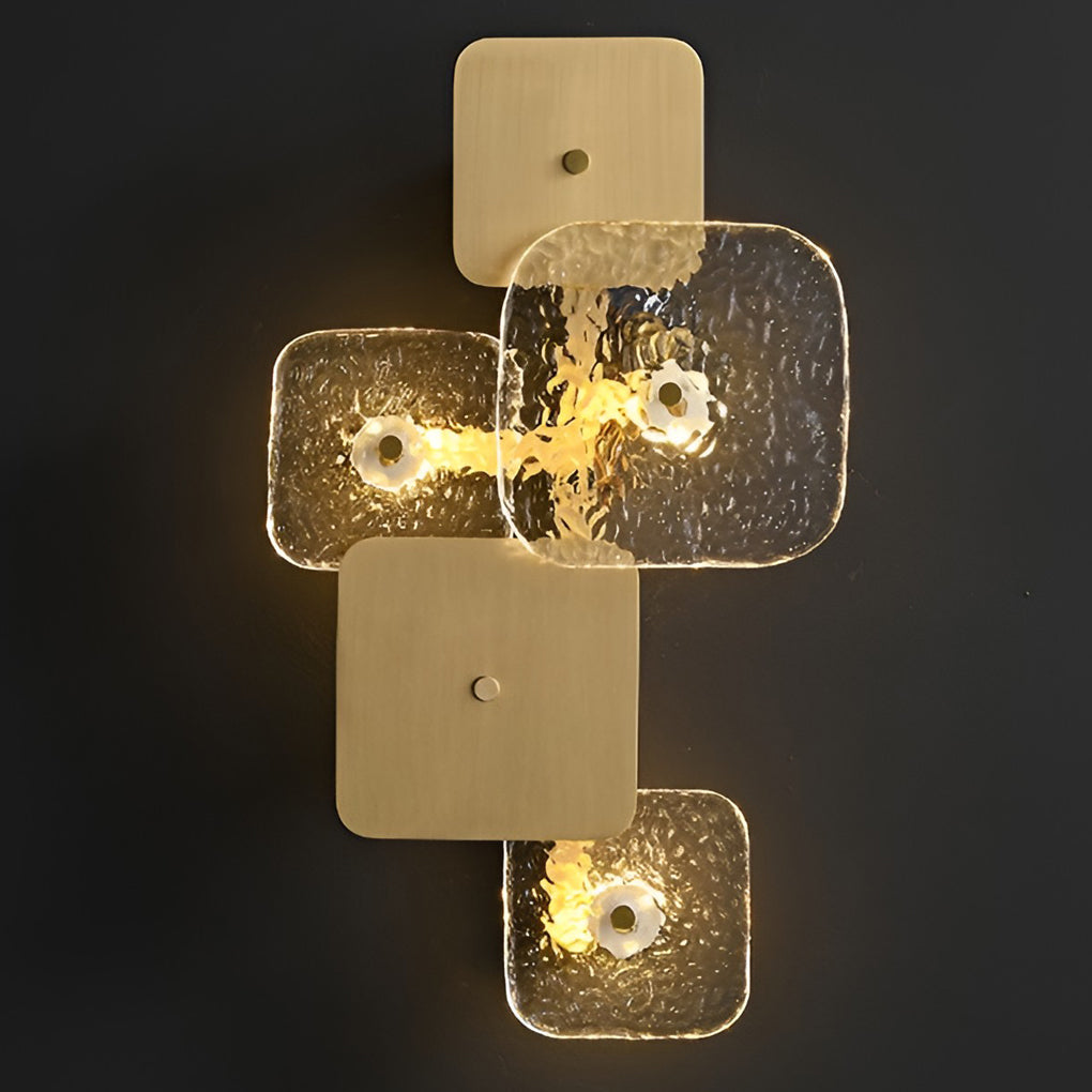 Creative Rounded Square Glass Copper LED Contemporary Wall Light, Bedroom Wall Sconce, detail 7
