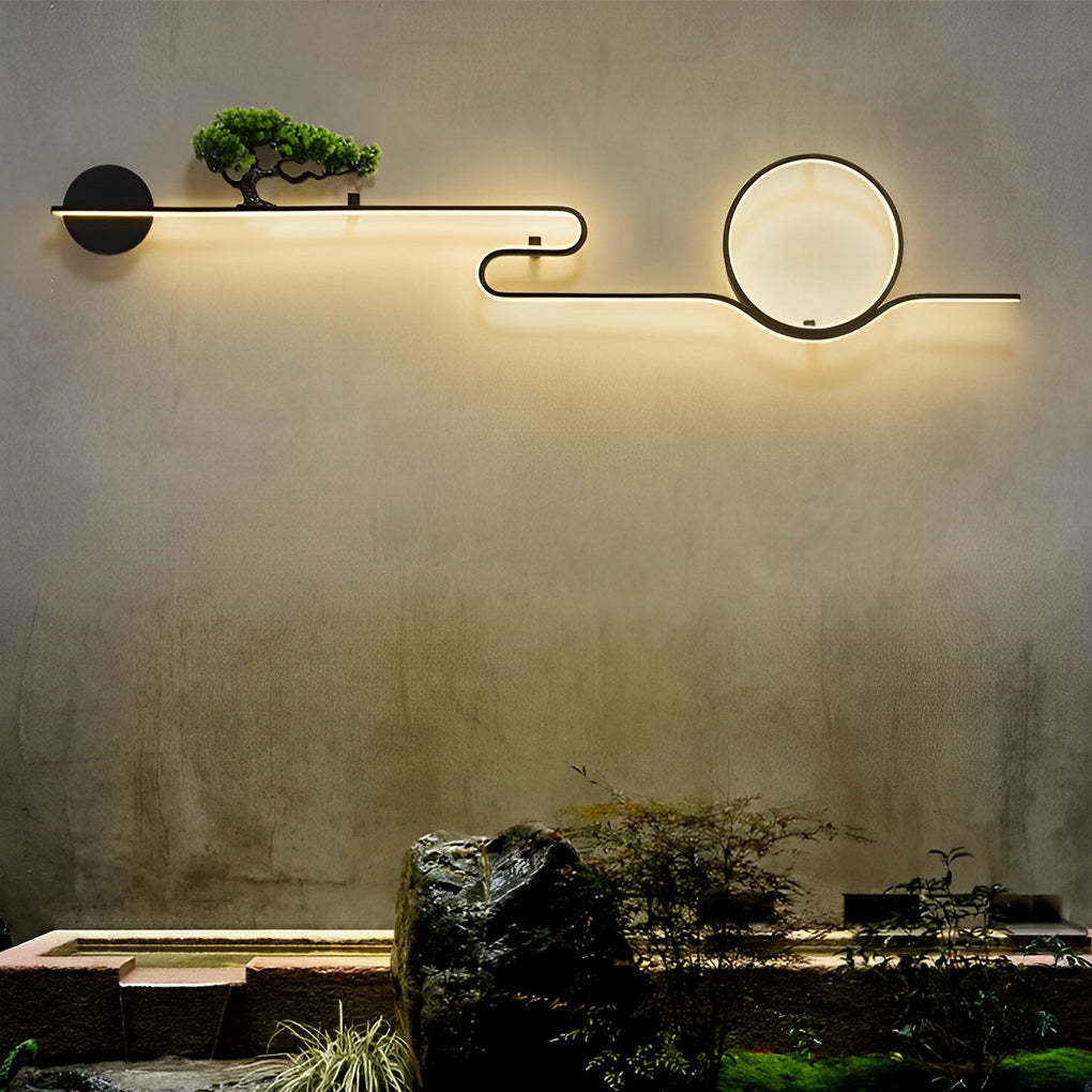 Moon Tree Scenery Waterproof LED Black Retro Exterior Wall Fixtures Sconces, Outdoor Wall Light, detail 3
