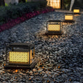 Square Waterproof Contemporary Solar Exterior Fence Post Lights Pillar Light, Outdoor Wall Light, Stainless Steel, 9"