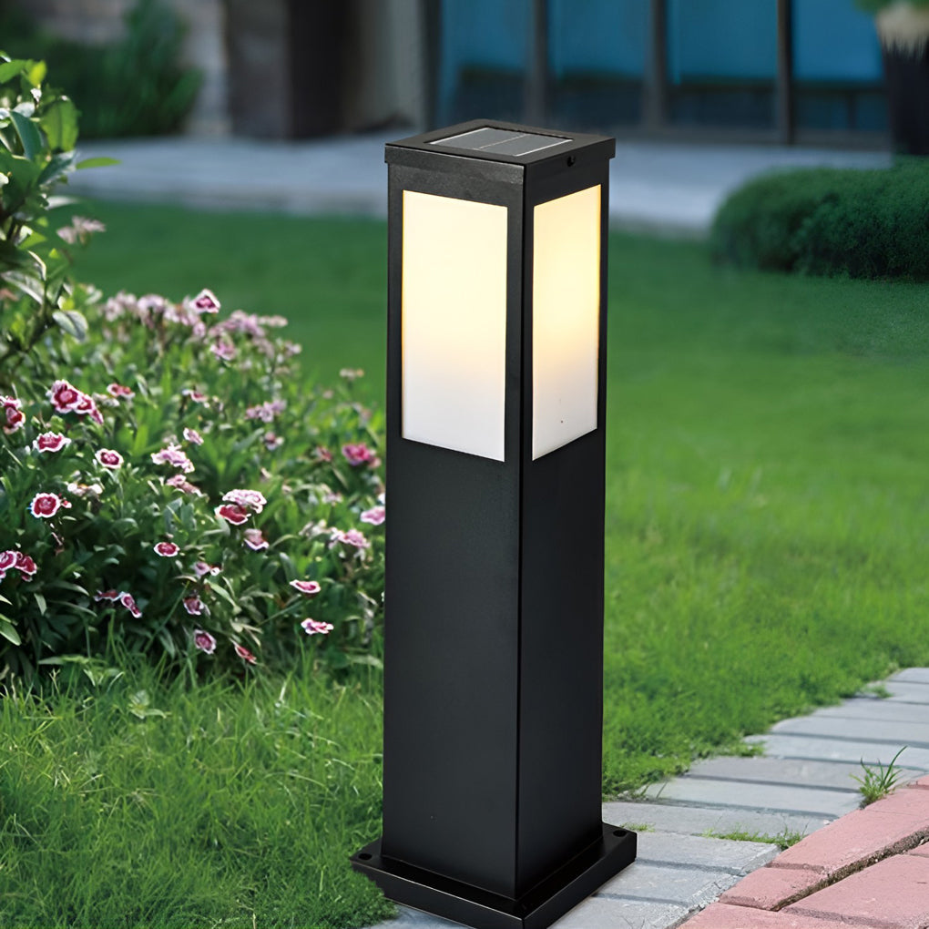 Industrial-Style Square LED Solar Landscape Lighting Waterproof Exterior Pathway Lights with Remote Control, Outdoor Wall Light, detail 6