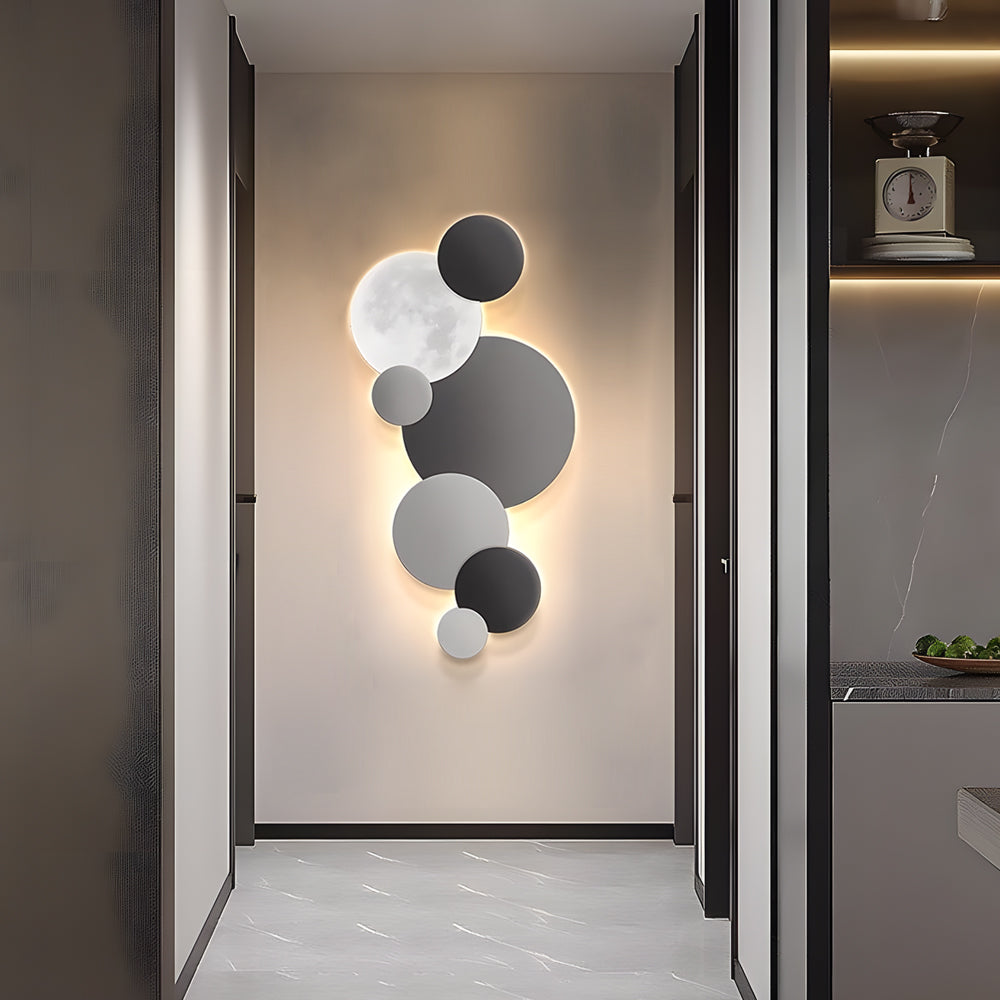 Lunar Glow Circular LED Wall Light, Bedroom Wall Sconce, detail 6