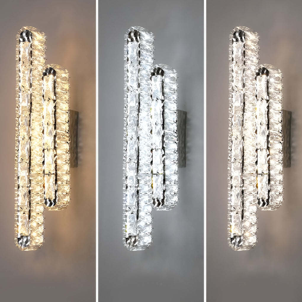 Double Strip Three Step Dimming Light LED Crystal Contemporary Wall Light, Bedroom Wall Sconce, detail 5