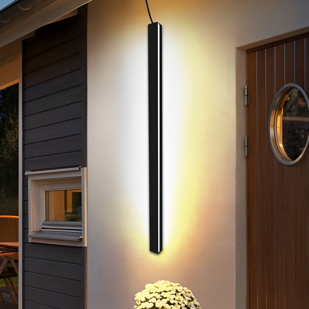 Clean-Lined Long Strip LED Waterproof Black Contemporary Solar Wall Light, Wall Sconce, detail 6